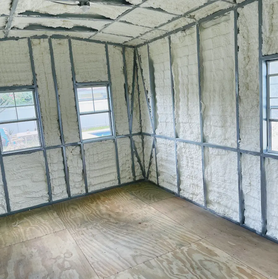 Closed-cell spray foam insulation applied to wall cavities in a residential project in Upper Uwchlan